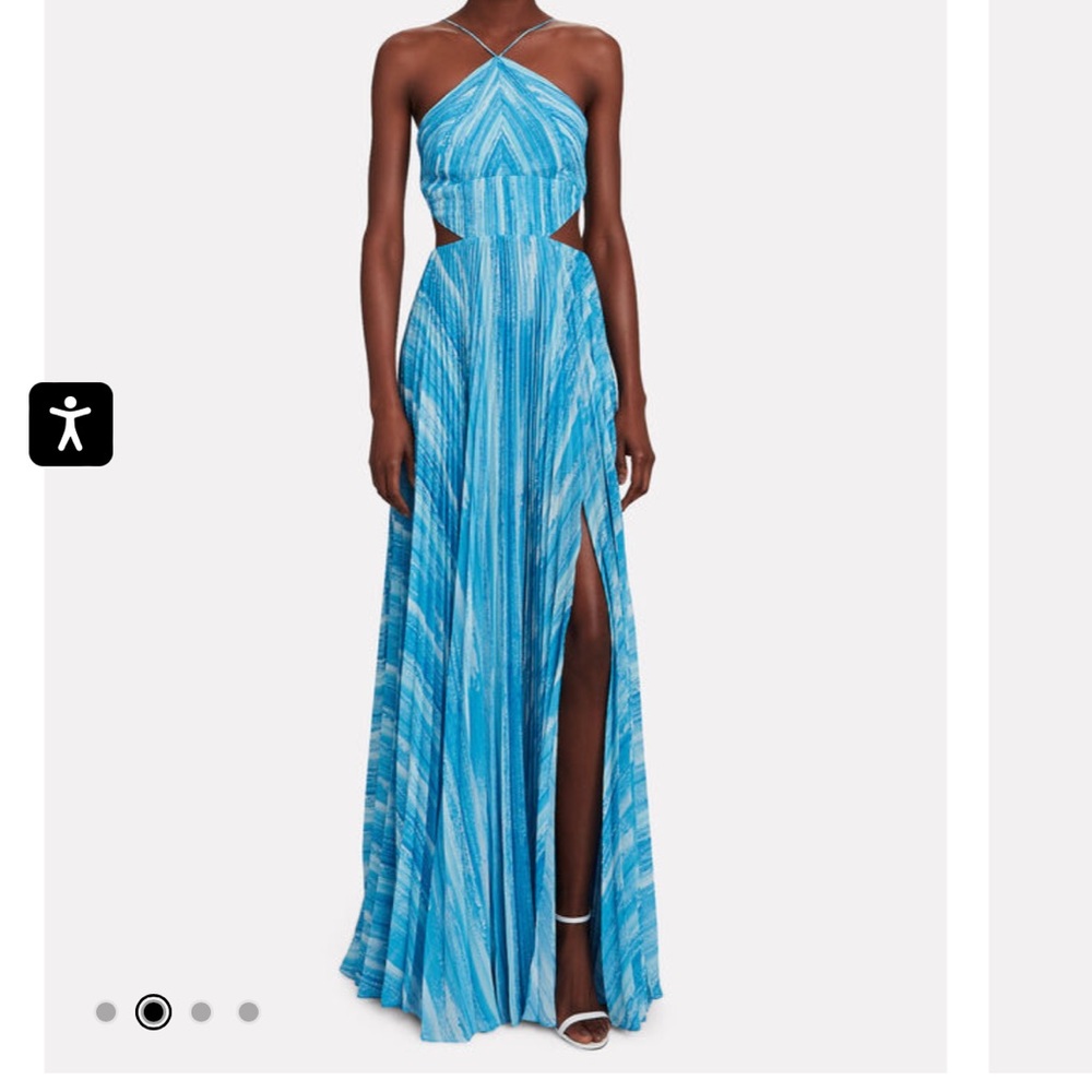 Amur Janet Pleated Striped Blue Gown Size 4/2